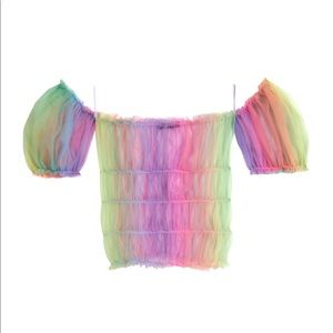 Lirika Matoshi Dream Come True Off the shoulder tulle top